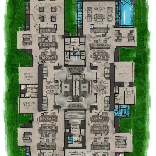 Prompt: architectural floor plan call of duty minimap, symmetrical outpost, ancient fort