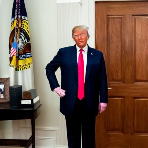 Image similar to Candid photo of Donald Trump standing by while the FBI raids his safe