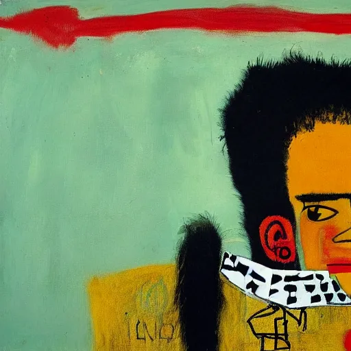 Image similar to painting of jean - michel basquiat by frida kahlo