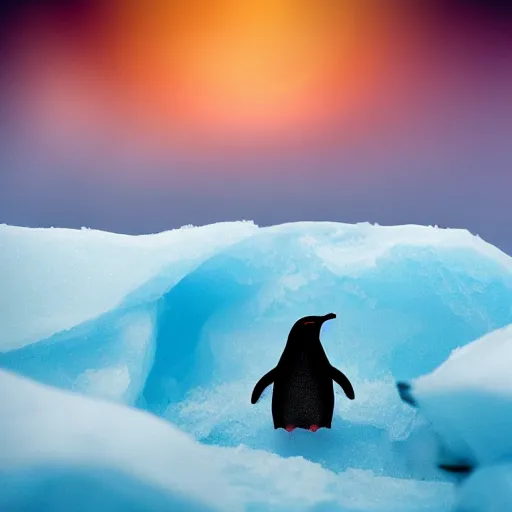 Image similar to a penguin swimming on the earth's atmosphere