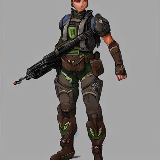 Prompt: original character commission nano soldier future gunner concept art trending on artstation