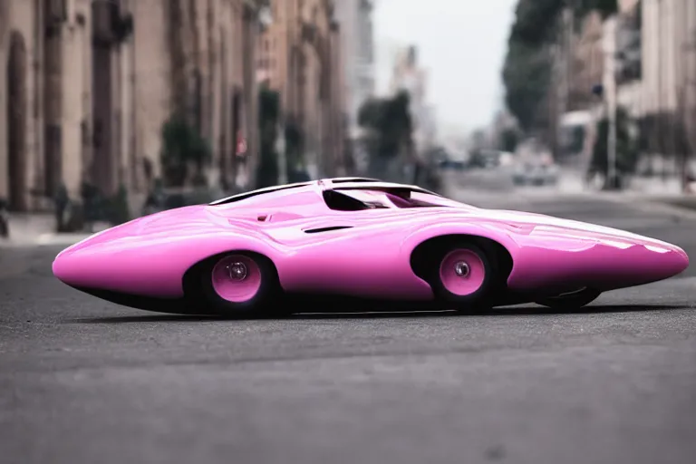 Image similar to Elegant photography of the pink panther car designed by Kanye West