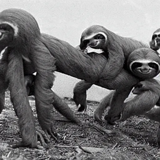 Image similar to ww 2 fought by sloths