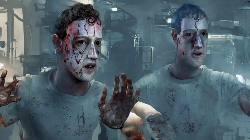 Prompt: Screenshot of Mark Zuckerberg as a villain in Dead By Daylight