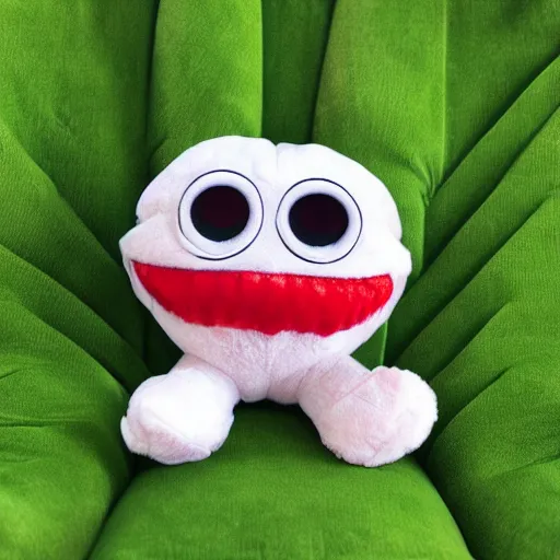 Image similar to adorable strawberry creature with multiple eyes plush toy