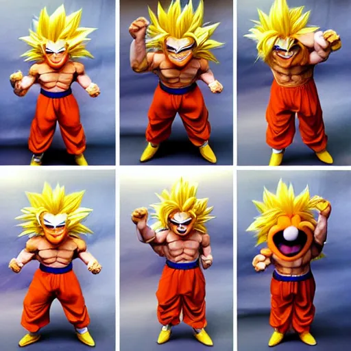 Image similar to super saiyan goku muppet, jim henson