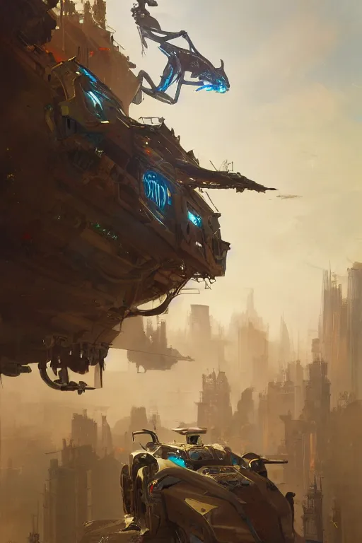 Image similar to robot caracal flying up on the victorian city, extremely detailed digital painting, in the style of fenghua zhong and ruan jia and jeremy lipking and peter mohrbacher, mystical colors, rim light, beautiful lighting, 8 k, stunning scene, raytracing, octane, trending on artstation