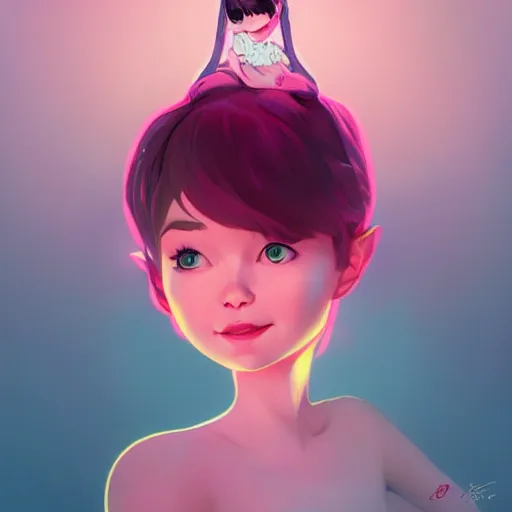 Image similar to cute pixie bjork dancing in a new music video, a look of wonder on her face, ambient lighting, 4 k, lois van baarle, ilya kuvshinov, rossdraws, alphonse mucha, jung gi kim, artstation