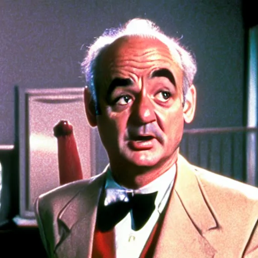 Prompt: film still of Bill Murray as Eddie Valiant in Who Framed Roger Rabbit, 4k, realistic face, cinematic