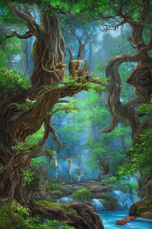 Prompt: digital painting detailed druid sanctuary by cliff childs