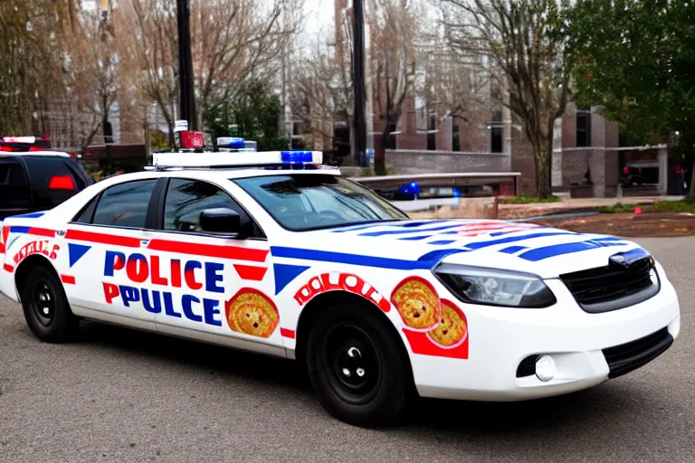 Prompt: donut wheel police cars