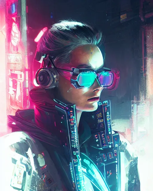 Image similar to neon operator margot robbie, cyberpunk futuristic neon, reflective puffer jacket, decorated with traditional japanese ornaments by ismail inceoglu dragan bibin hans thoma greg rutkowski alexandros pyromallis nekro rene maritte illustrated, perfect face, fine details, realistic shaded, fine - face, pretty face