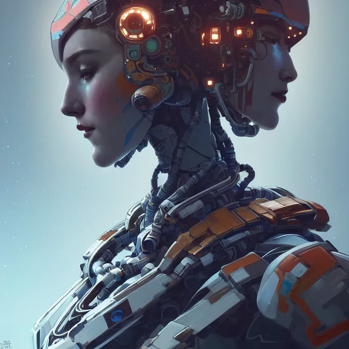 Image similar to symmetry!! portrait of a robot astronaut, floral! horizon zero dawn machine, intricate, elegant, highly detailed, digital painting, artstation, concept art, smooth, sharp focus, illustration, art by artgerm and greg rutkowski and alphonse mucha, 8 k