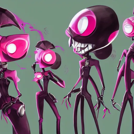 Image similar to invader Zim points at Dib while laughing maniacally , made by Stanley Artgerm Lau, WLOP, Rossdraws, ArtStation, CGSociety, concept art, cgsociety, octane render, trending on artstation, artstationHD, artstationHQ, unreal engine, 4k, 8k,