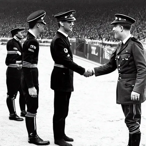 Image similar to robert lewandowski shaking hands with german dictator