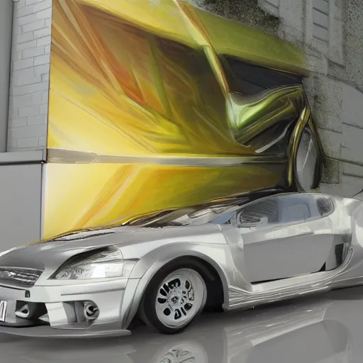 Image similar to sci-fi sport car formula 1 hatchback transport design organic smooth elastic forms on the front 30% of canvas and background wall structure digital billboard with point cloud in the coronation of napoleon painting by Jacques-Louis David unreal engine 5 lumen pinterest keyshot product render octane, dark black cloudy plastic ceramic material shiny gloss water reflections specularity, contrast blade runner 2049 film lighting ultra high detail ultra realism, 4k