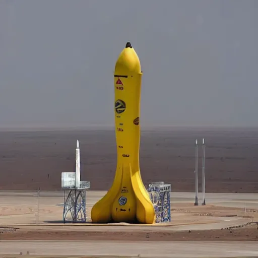 Image similar to a banana rocket on launch pad at jiuquan satellite launch center ( jslc )