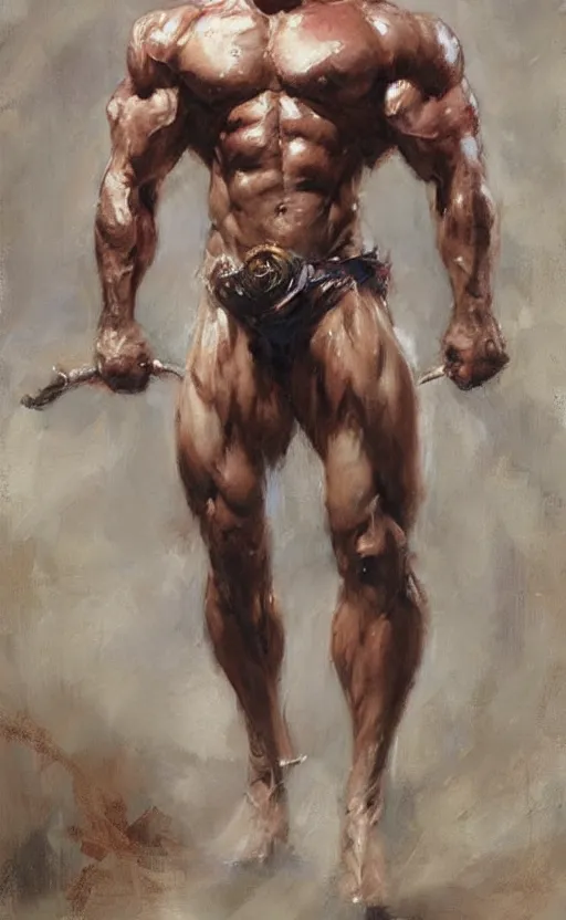 Prompt: muscular chad by daniel gerhartz, trending on art station