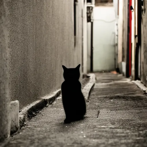 Image similar to 📷📸 A lonely black cat in the middle of an alleyway