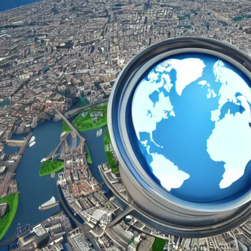 Image similar to the globe with famous tourist attractions on it in 3 d, 3 d render, smooth