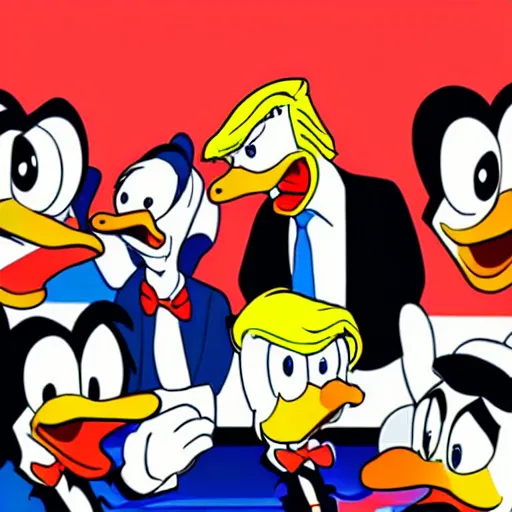 Prompt: donald trump in a duck tales artstyle