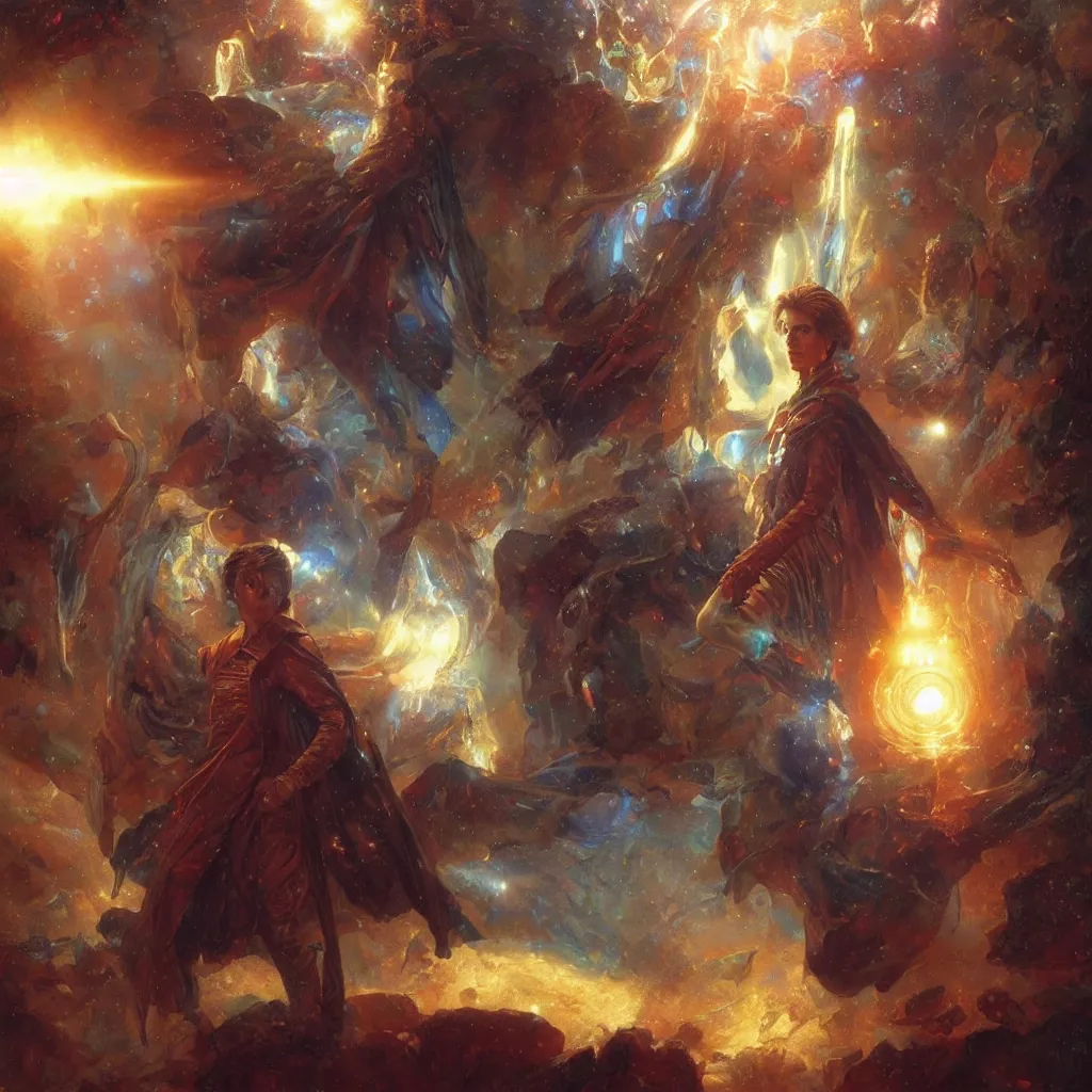 Image similar to david bowie as doctor who, radiant light, caustics, heroic, bright iridescent light, by gaston bussiere, bayard wu, greg rutkowski, maxim verehin