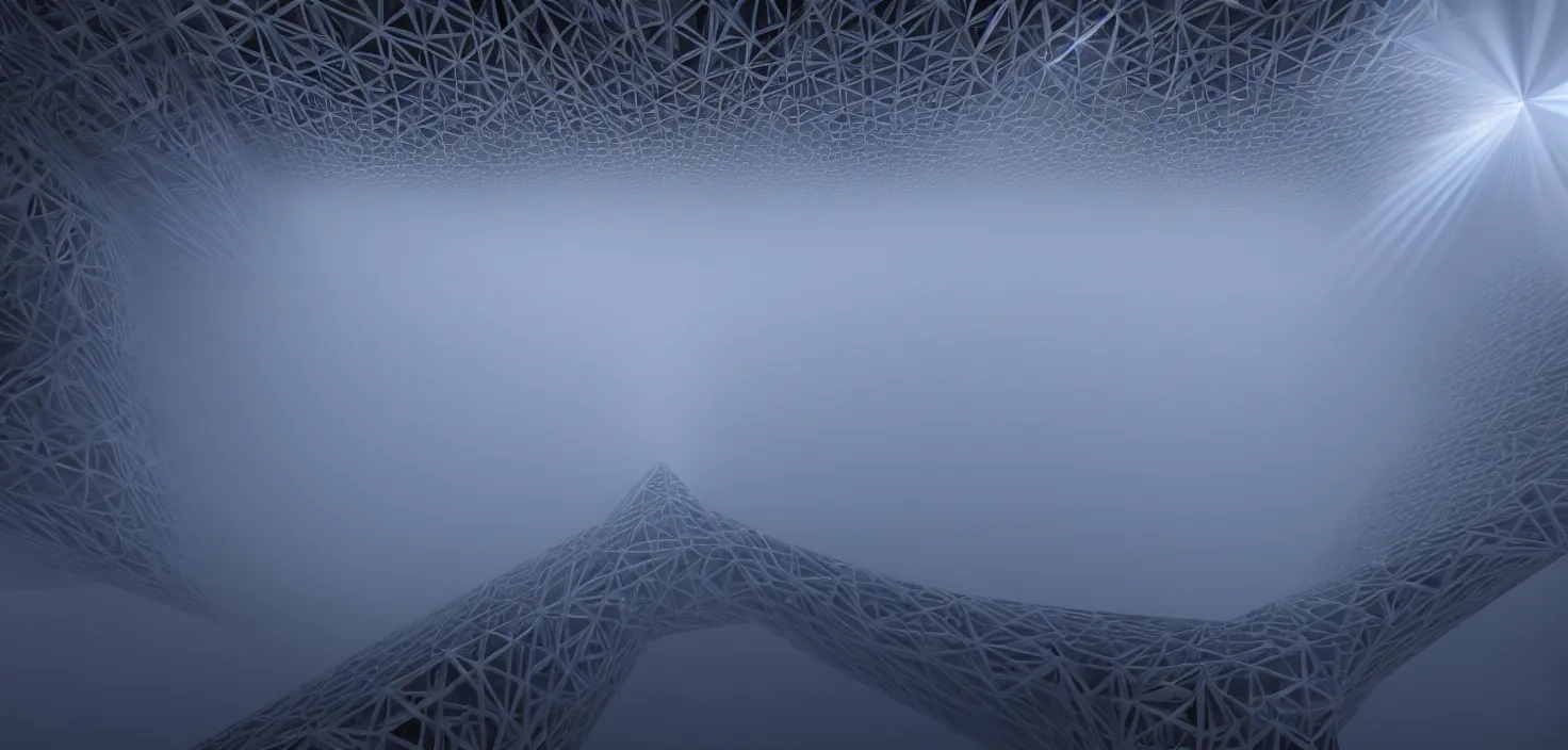 Prompt: light beams as structural space forming a mystical megastructure - in a harmonic sacred geometry pattern, by jack oliva - rendler, by gaudi, photorealistic, god rays, octane render, depth of field, deep volumetric light, deep volumetric fog, volumetric fog space, apex of creation, realistic render