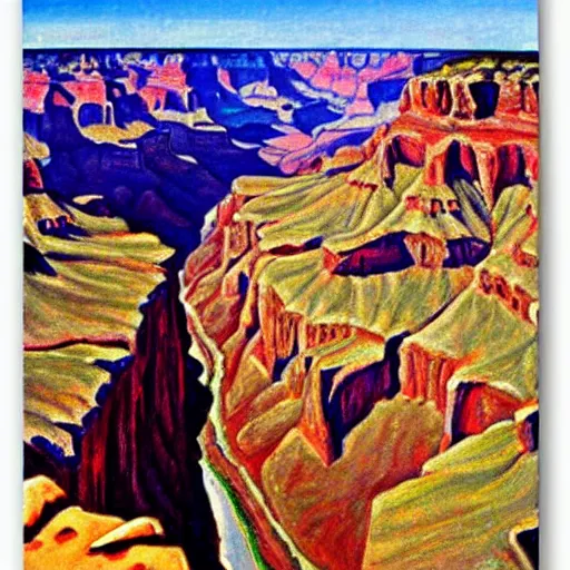 Image similar to Grand Canyon scene by Rivera. FROG! FROG! FROG! FROG!