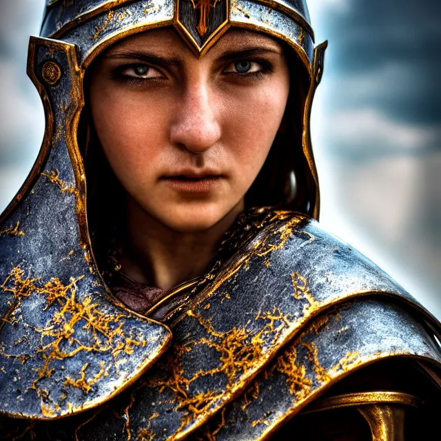 Prompt: photo of a beautiful! holy cleric warrior with, highly detailed, 8 k, hdr smooth, sharp focus, high resolution, award - winning photo, dslr, 5 0 mm