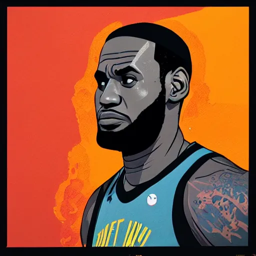 Image similar to Lebron James profile picture by Sachin Teng, asymmetrical, Organic Painting , Matte Painting, geometric shapes, hard edges, graffiti, street art:2 by Sachin Teng:4