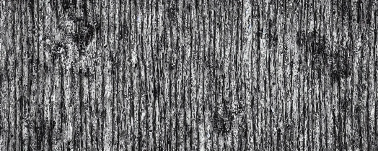 Image similar to 2d aged and worn horizontal woodgrain, black and white detailed photorealistic texture