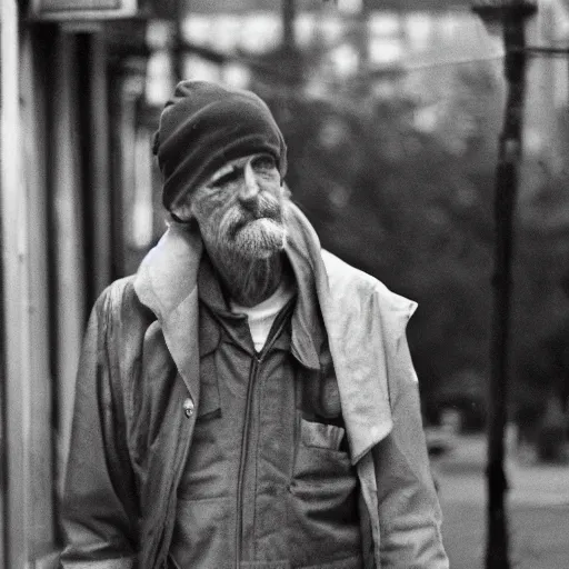 Prompt: Senator Pat Toomey as a disheveled homeless man. CineStill