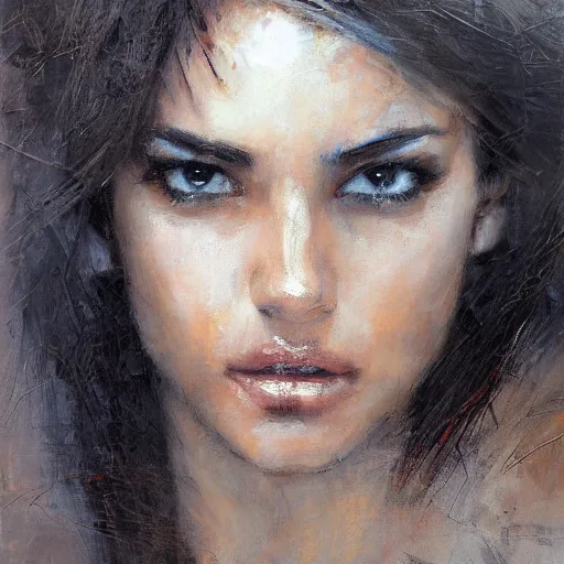 Prompt: portrait of beautiful confident women with deep eyes, perfect cinematic light, hard brush, by henry asencio