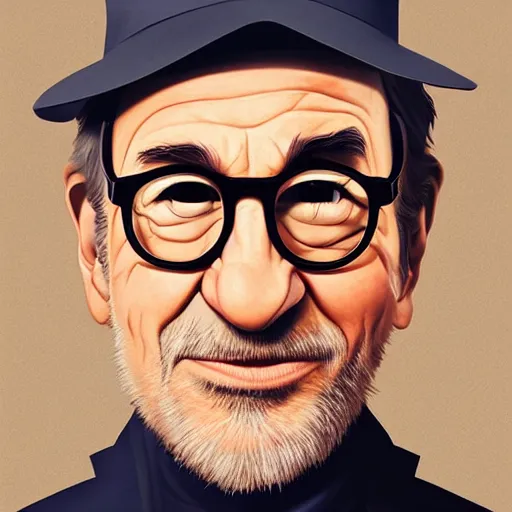 Image similar to face icon stylized minimalist steven spielberg, loftis, cory behance hd by jesper ejsing, by rhads, makoto shinkai and lois van baarle, ilya kuvshinov, rossdraws global illumination