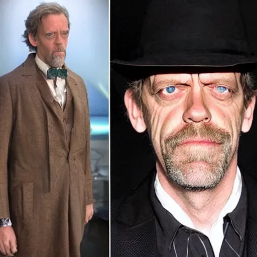 Image similar to Hugh Laurie dressed as a character in Dr. Who