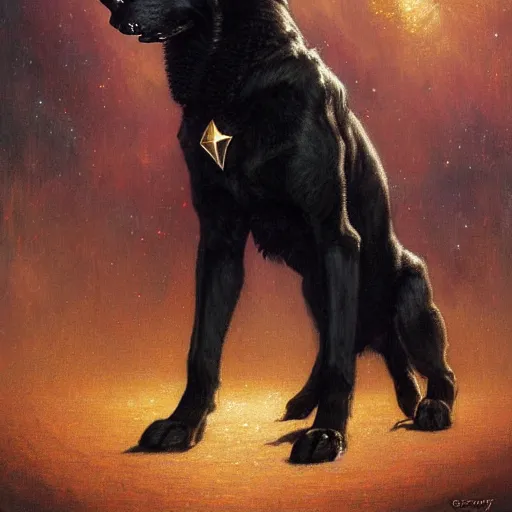 Image similar to fullbody of a black german shepard dogman man in trunks starfleet star trek risa. highly detailed painting by gaston bussiere craig mullins jc