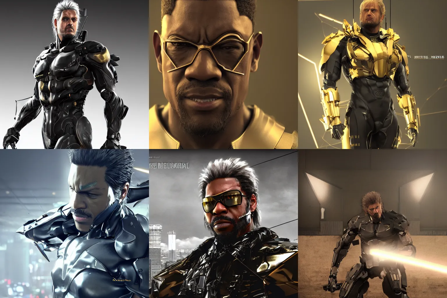 Prompt: metal gear rising but its norbit as eddie murphy, golden ratio, cinematic, trending on artstation, deviantart and cgsociety, high resolution, industrial lighting, photorealistic, octane render, 8 k, depth of field, 3 d