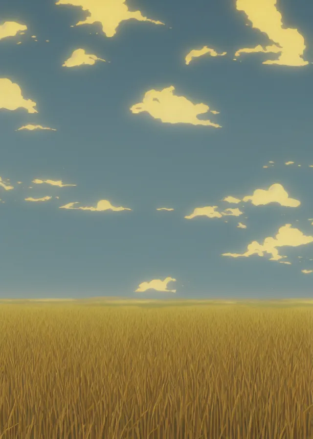 Prompt: golden fields of grain, makoto shinkai