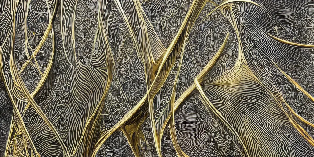 Image similar to knitting gold zaha hadid architecture by aaron horkey