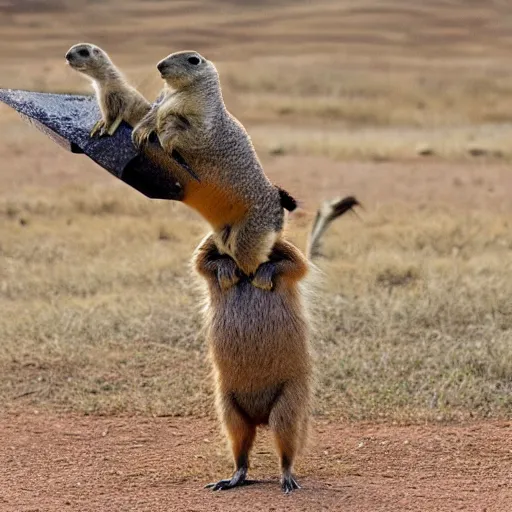 Image similar to Prairie dog riding an Emu into battle