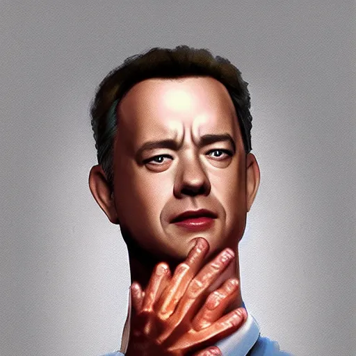 Image similar to tom hanks as forrest gump has shrimp hands, photorealistic, cgsociety, artstation