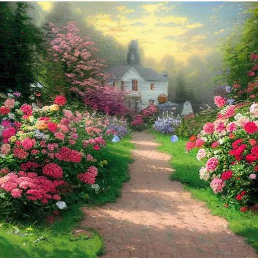 Prompt: a border of brier roses, style thomas kinkade,