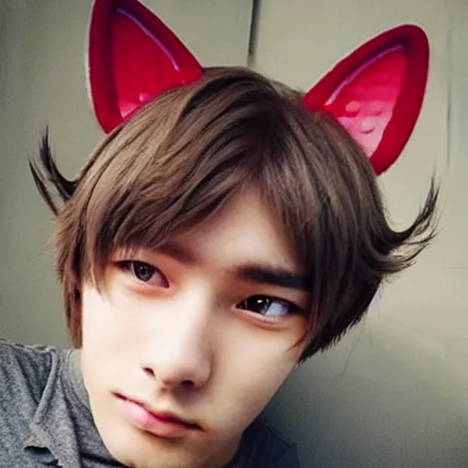 Image similar to A pretty catboy in his twenties with cat ears