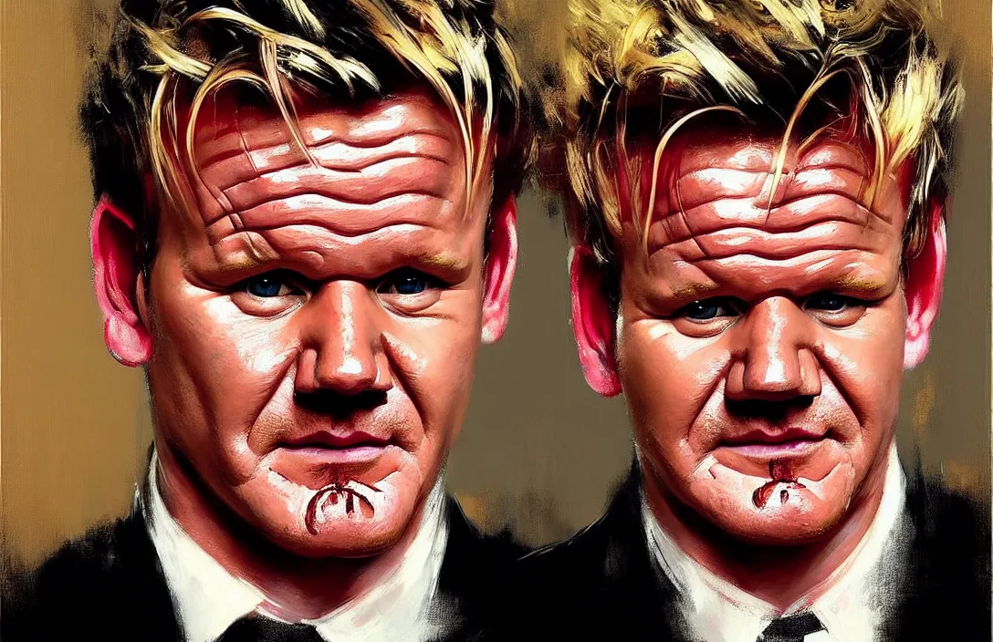 Prompt: portrait of gordon ramsay!!!!!!!!!!!!!!!!!!!!!!!!!!!, detailed face, detailed painting,, epic lighting, by ilya repin, phil hale and kent williams