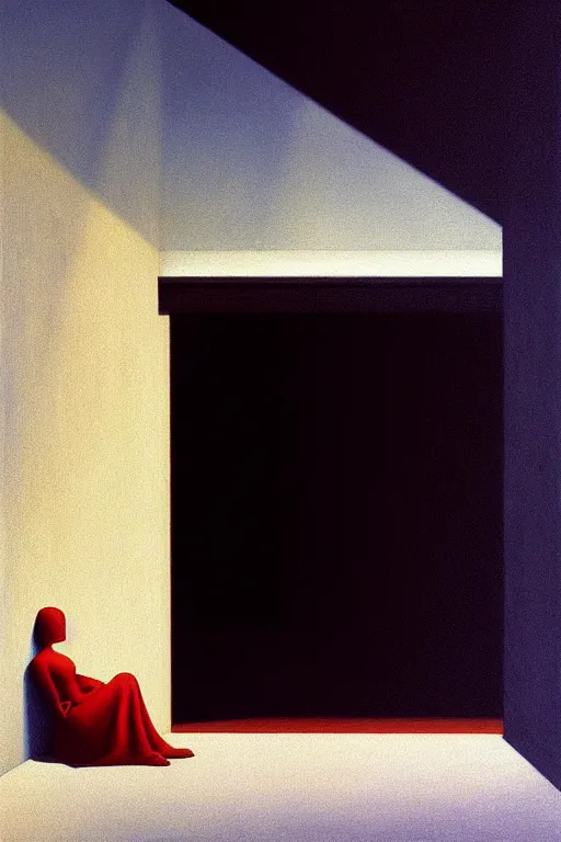 Image similar to isolation, edward hopper and james gilleard zdzislaw beksisnski higly detailed