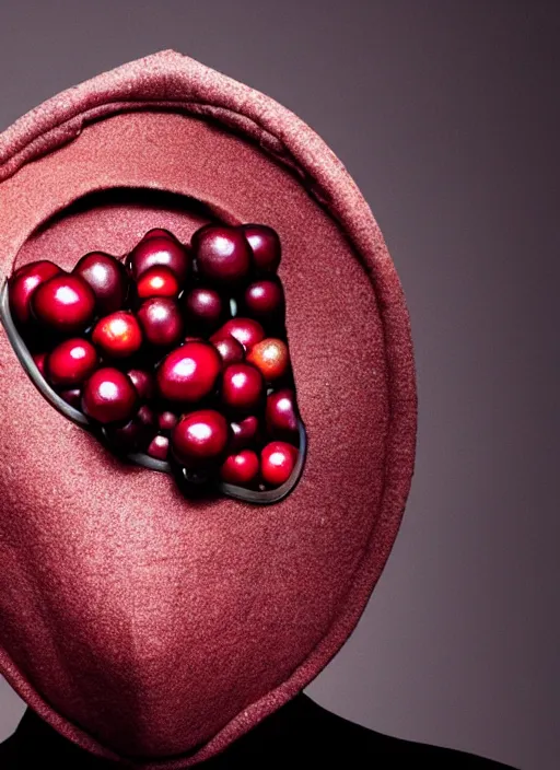 Prompt: bryan cranston cranberries spilling from mouth, cranberry helmet, studio light, bloom, detailed face, magazine, press, photo, steve mccurry, david lazar, canon, nikon, focus