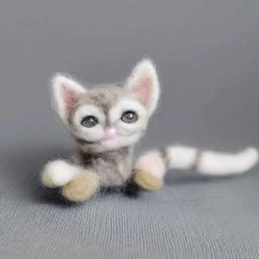 Prompt: photo of an intricately detailed representation of a accurate kitten made out of needle felt.