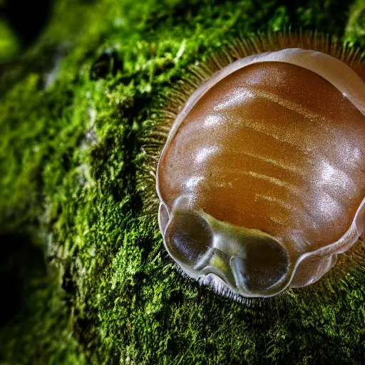 Image similar to mossy human jellyfish skull being reclaimed by nature, macro photography, 1:1 magnification, 15mm f/4