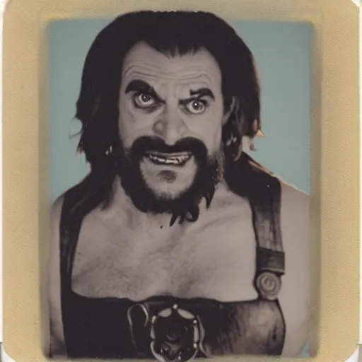 Image similar to casting photo for the role of lechuck the pirate, photorealistic polaroid film