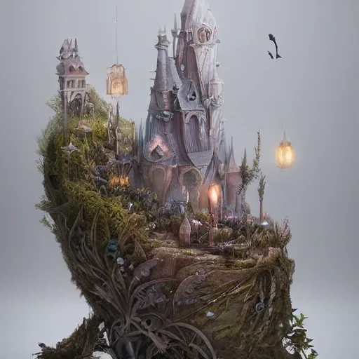 Image similar to the miniature castle of dreamers by ellen jewett and tom bagshaw is a beautiful and intricate sculpture. rendered in octane, it is a true piece of art. the attention to detail is amazing, 8 k resolution, ultradetailed